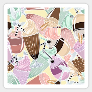 Milkshakes drawn vector seamless pattern Sticker